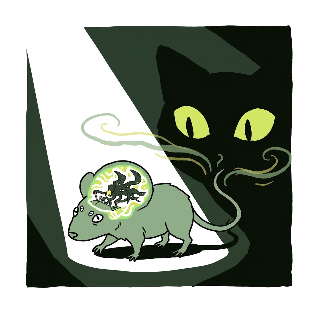 The rat thinks it chose the cat.