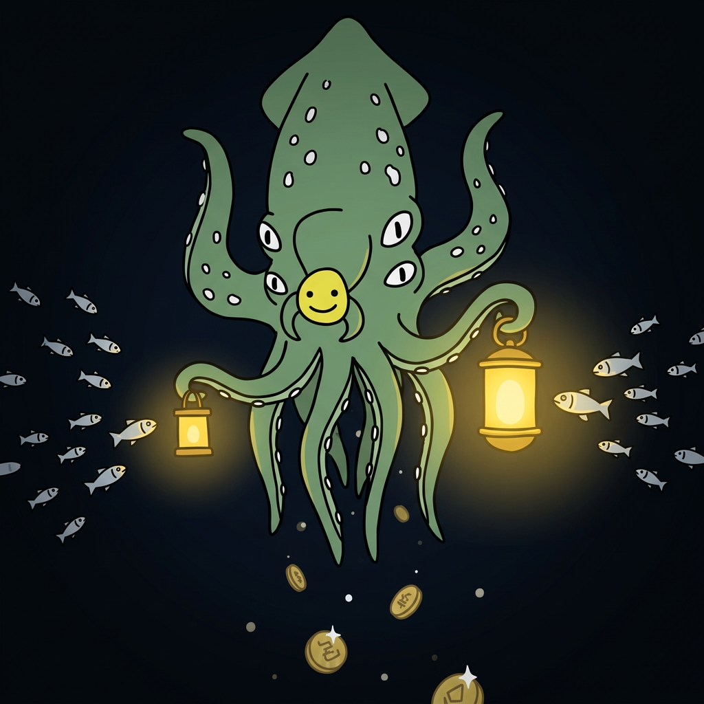 Two lights in the dark. Hold $5 and swim toward them.